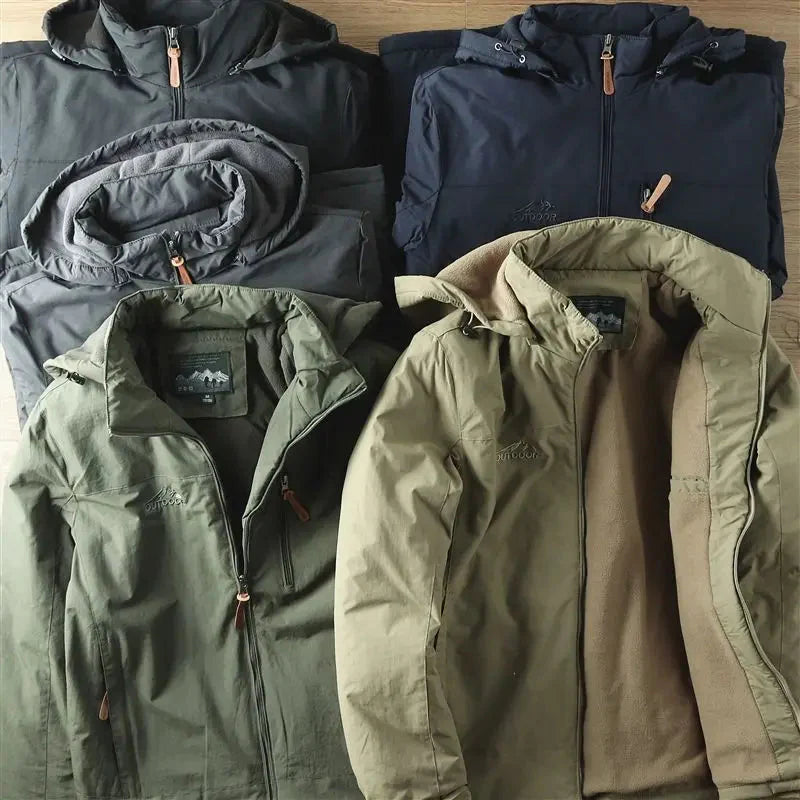 Parka-Jacke – mit Kapuze – mit Fleece gefüttert – Outdoor-Jacke – Winterjacke für Herren