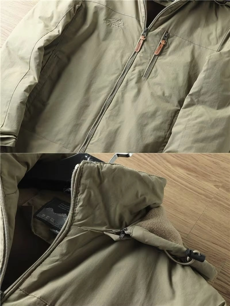 Parka-Jacke – mit Kapuze – mit Fleece gefüttert – Outdoor-Jacke – Winterjacke für Herren