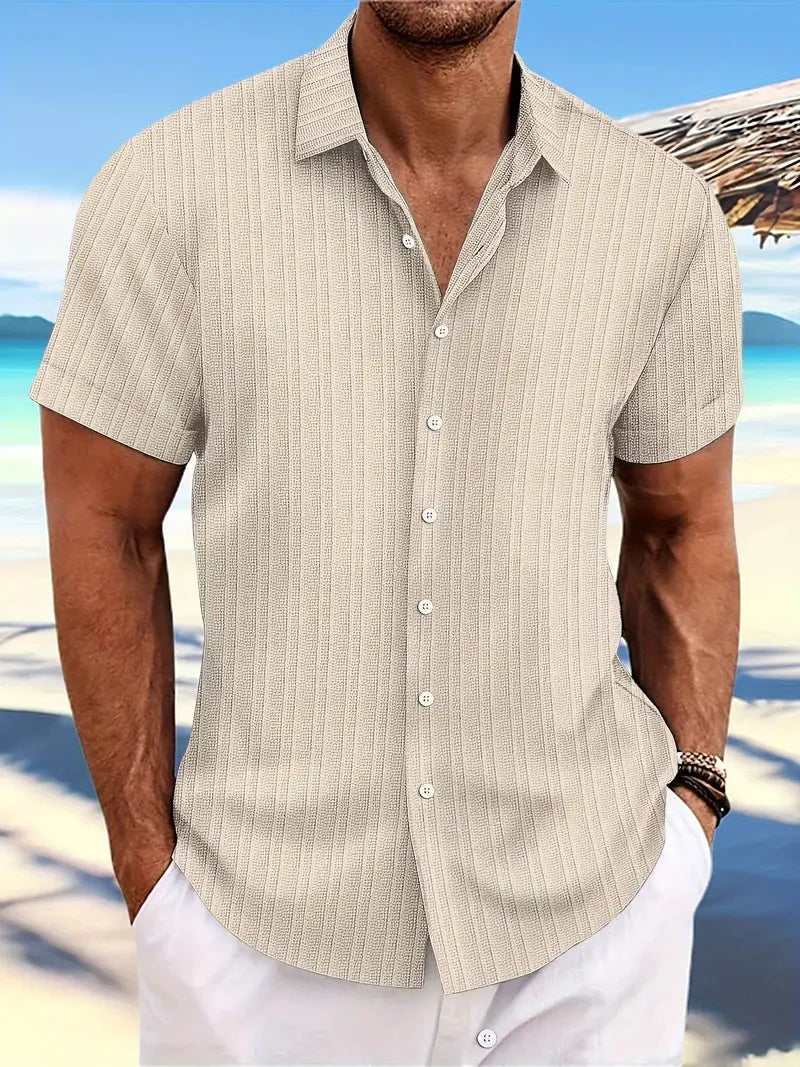 Perry-T-Shirt | Kurzärmeliges Button-up-Hemd für Männer