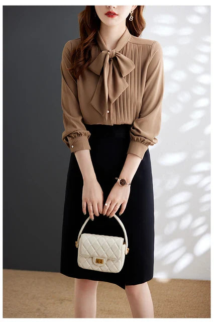 Lillymoda | Amelie - Elegante Bluse mit Geknöpfter Fliege