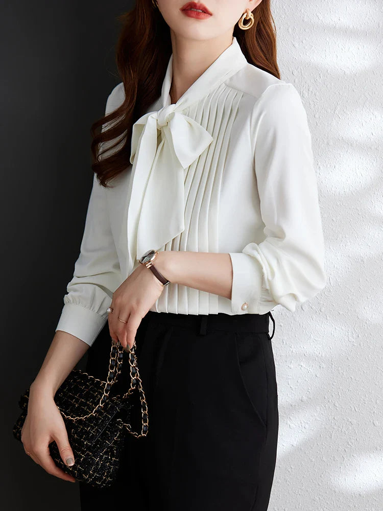 Lillymoda | Amelie - Elegante Bluse mit Geknöpfter Fliege