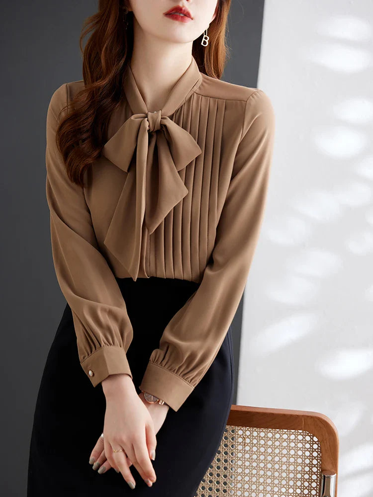 Lillymoda | Amelie - Elegante Bluse mit Geknöpfter Fliege