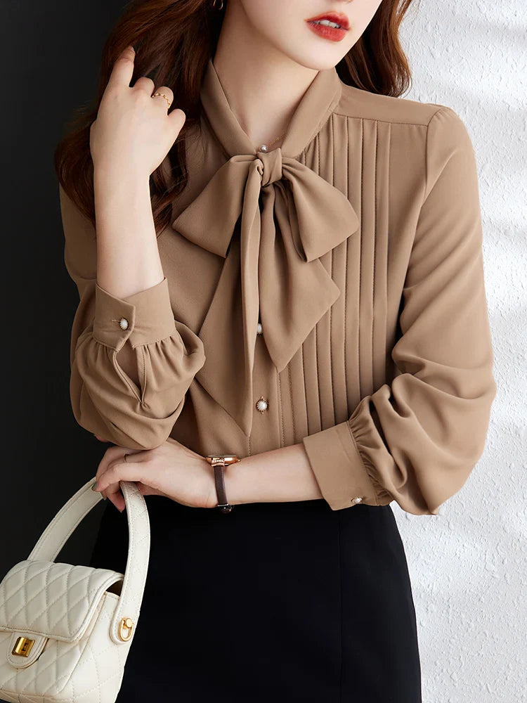 Lillymoda | Amelie - Elegante Bluse mit Geknöpfter Fliege