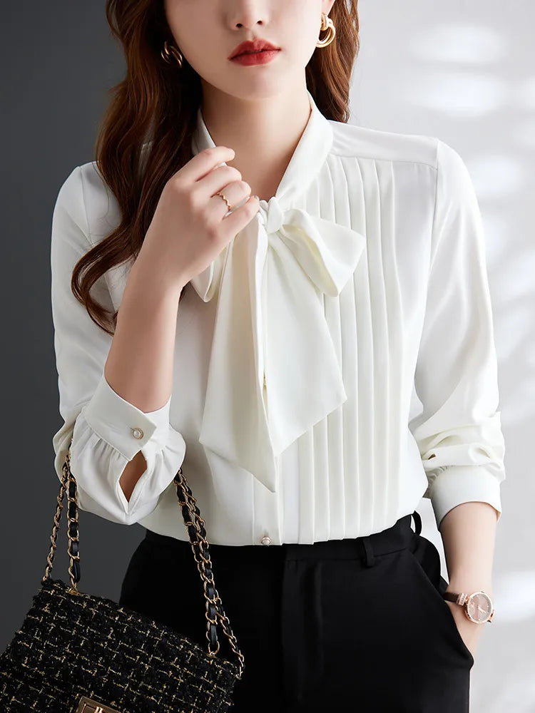 Lillymoda | Amelie - Elegante Bluse mit Geknöpfter Fliege
