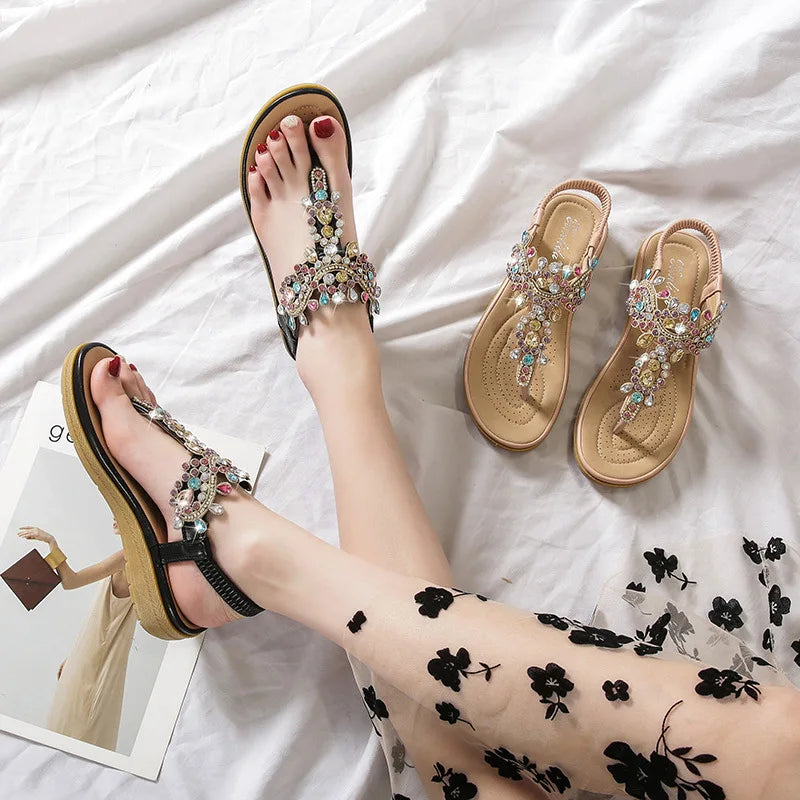 Nathalie - Modische Damen-Sandalen mit Strass und Plateau