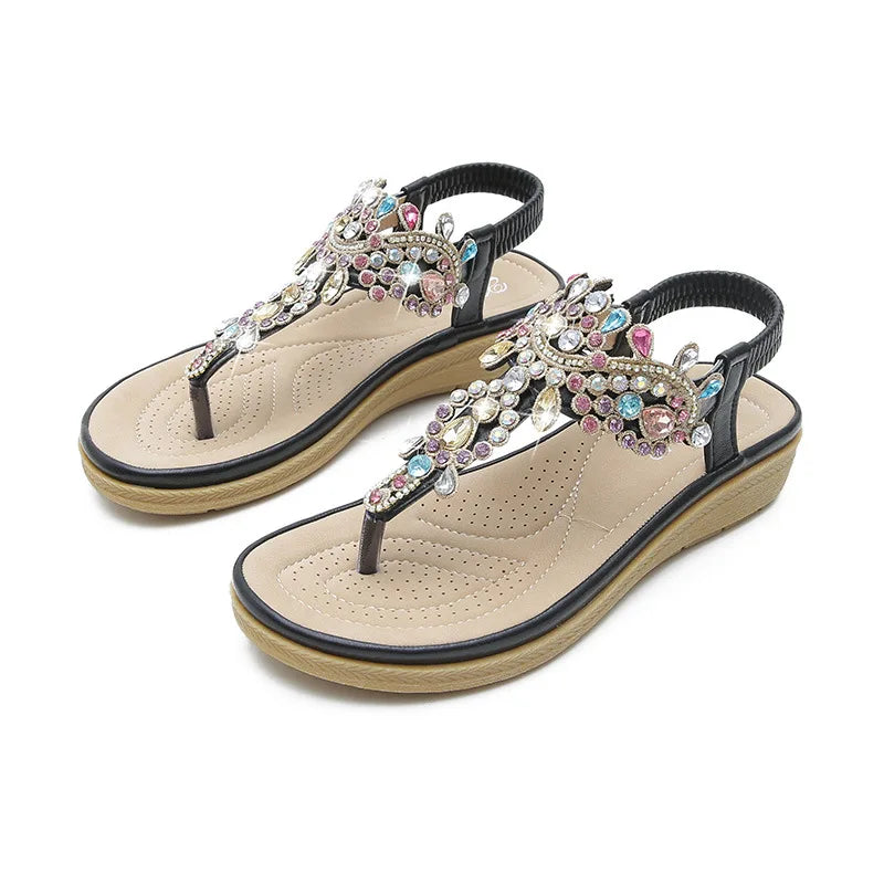 Nathalie - Modische Damen-Sandalen mit Strass und Plateau