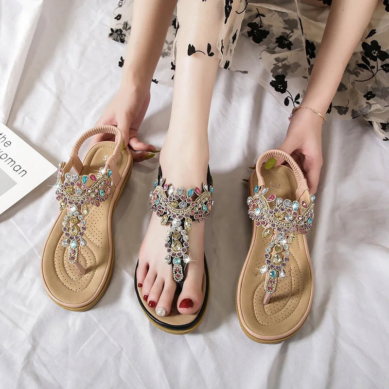 Nathalie - Modische Damen-Sandalen mit Strass und Plateau
