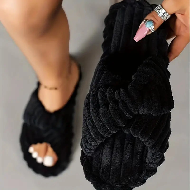 Quenild - Warme, flauschige Crisscross-Pantoffeln für Frauen