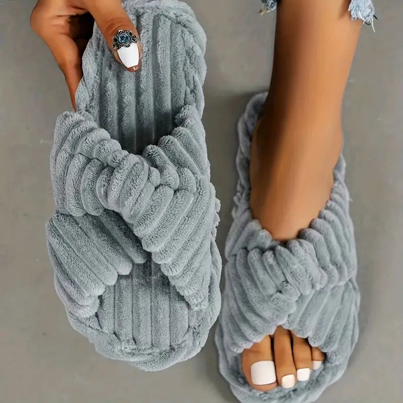 Quenild - Warme, flauschige Crisscross-Pantoffeln für Frauen