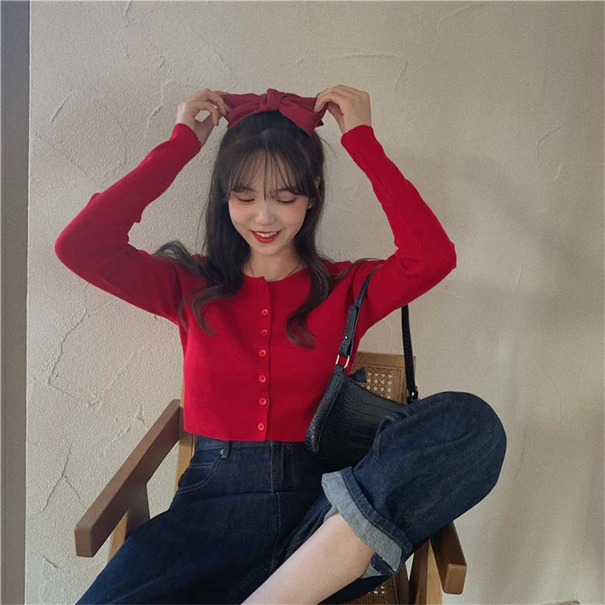 Gwendy - Crop Top Pullover mit Knöpfen