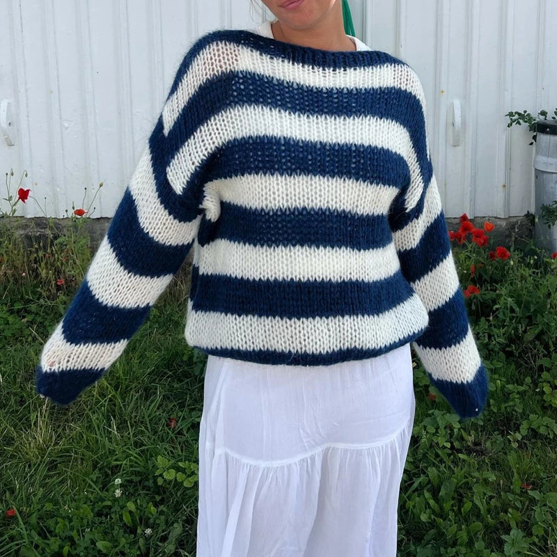 Lillymoda | Elissa - Gestreifter lockerer schicker Pullover