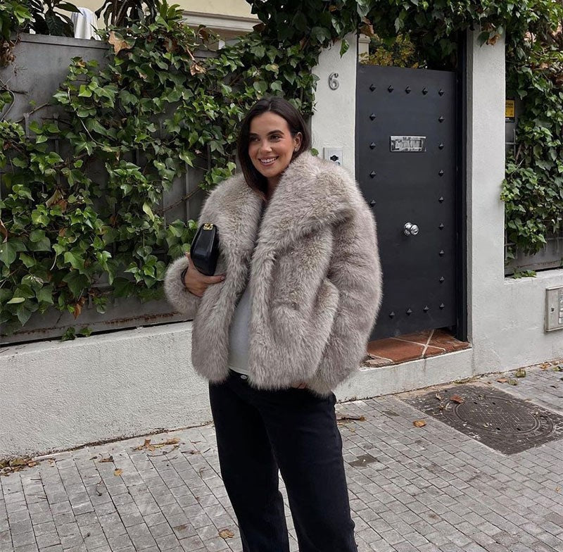 Magda| Kunstfell Mantel Langarm