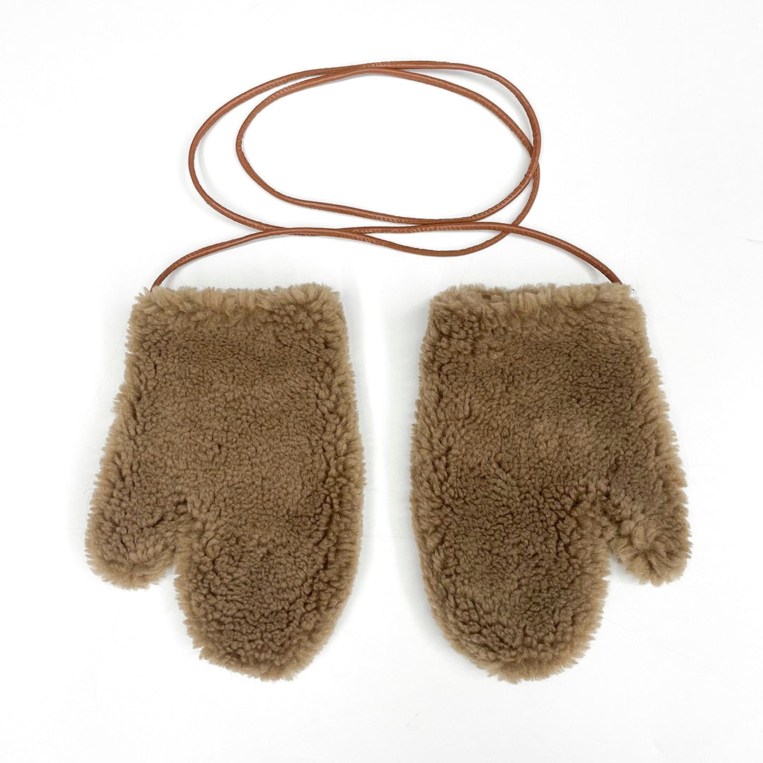 Handschuhe | Warme Teddybär-Handschuhe aus Schafwolle für Frauen, modisch und bequem