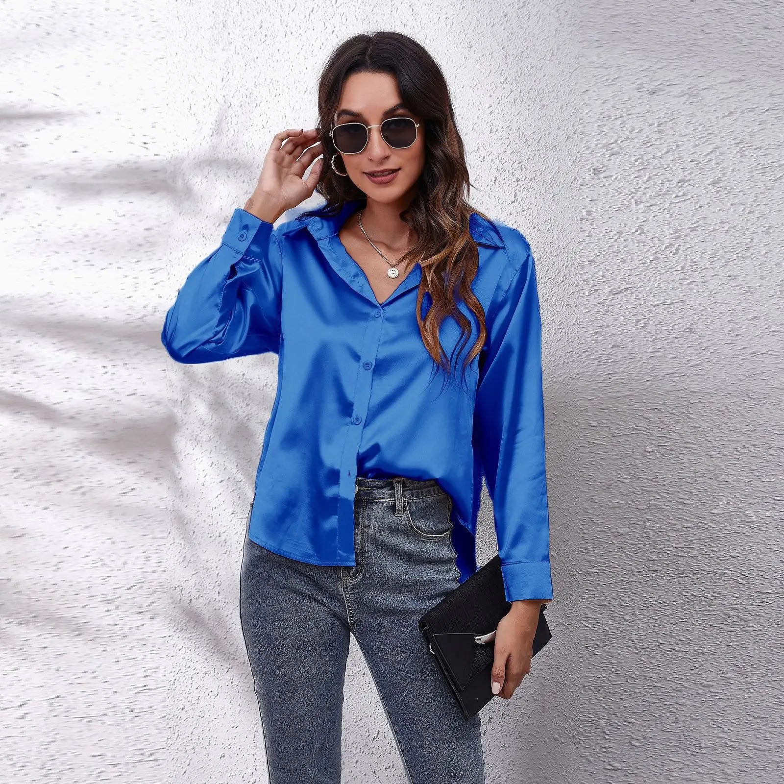Lillymoda | Danna - Satin Charm Knopfhemd