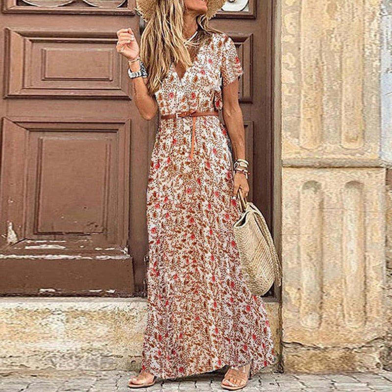 Lillymoda | Amira - Elegantes Maxikleid mit Gürtel