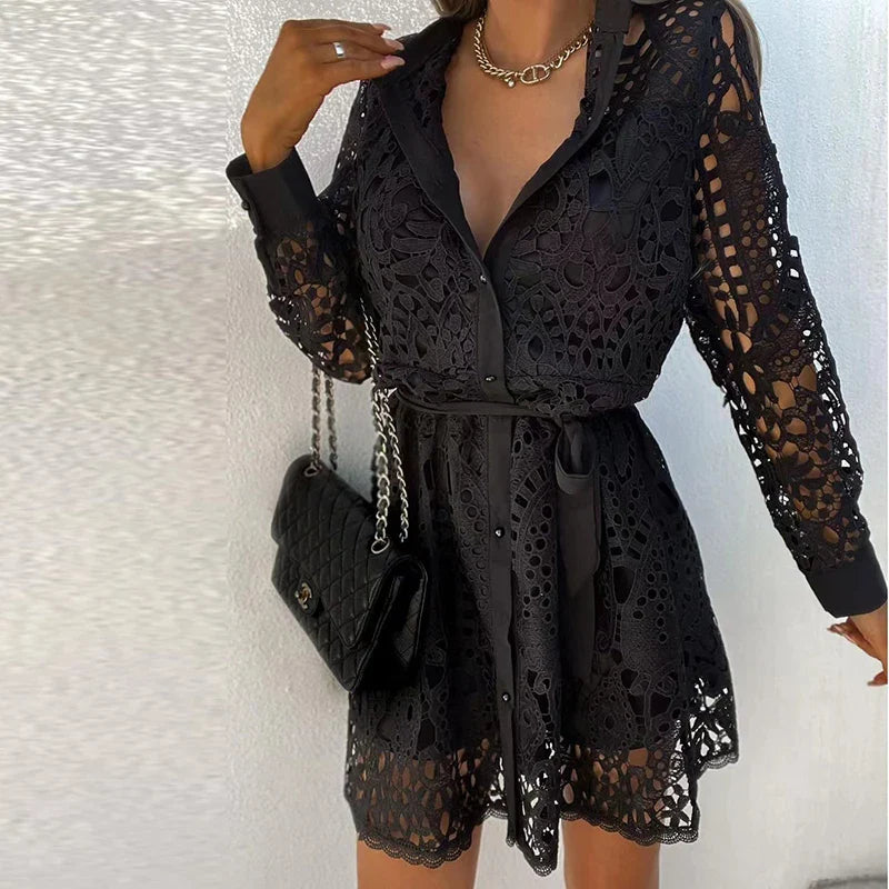 Lillymoda | Athena - Modernes Kleid mit Spitzenkragen