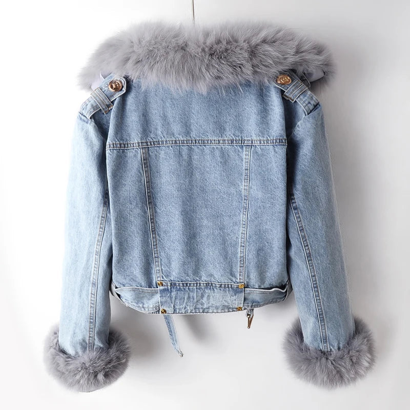 Lillymoda | Isabella - Jeansjacke mit Pelzkragen