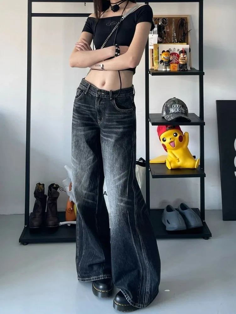 Baggy Vintage Y2K Jeans – Dunkelblaue Denim Hose im Retro-Stil - Elena