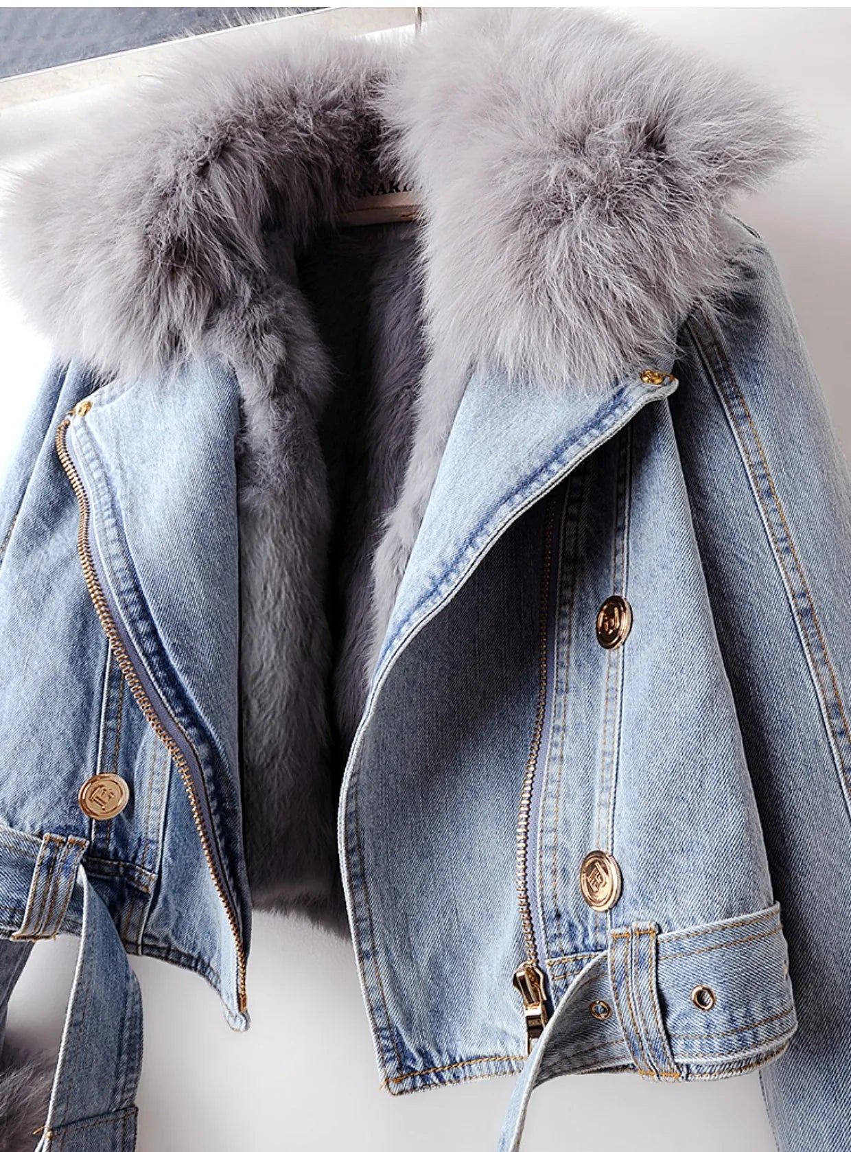 Lillymoda | Isabella - Jeansjacke mit Pelzkragen