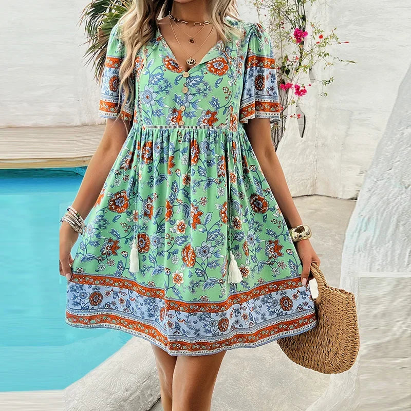 Lillymoda | Hannah - V-Ausschnitt-Midikleid