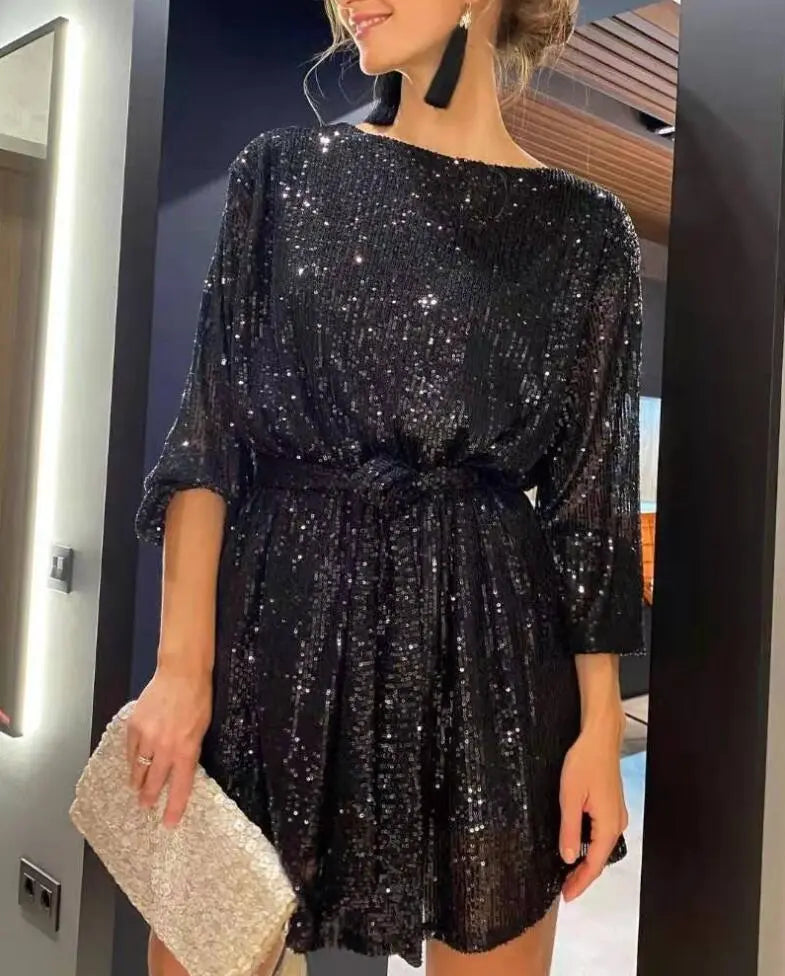 Lillymoda | Arielle - Sprakling Langärmeliges Kleid für Frauen