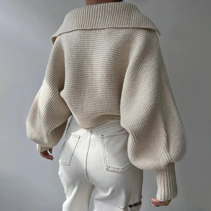 Lillymoda | Brinlee - Strickpullover mit Kragen und Kurzarm