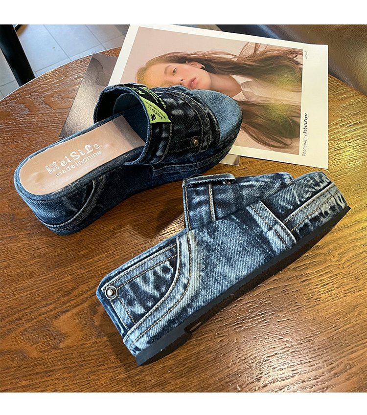 Bice - Denim Keilsandalen