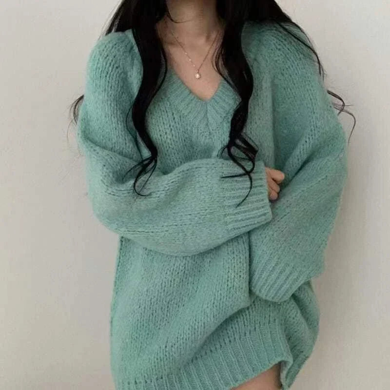 Lillymoda | Evelina - Oversized V-Ausschnitt Strickpullover