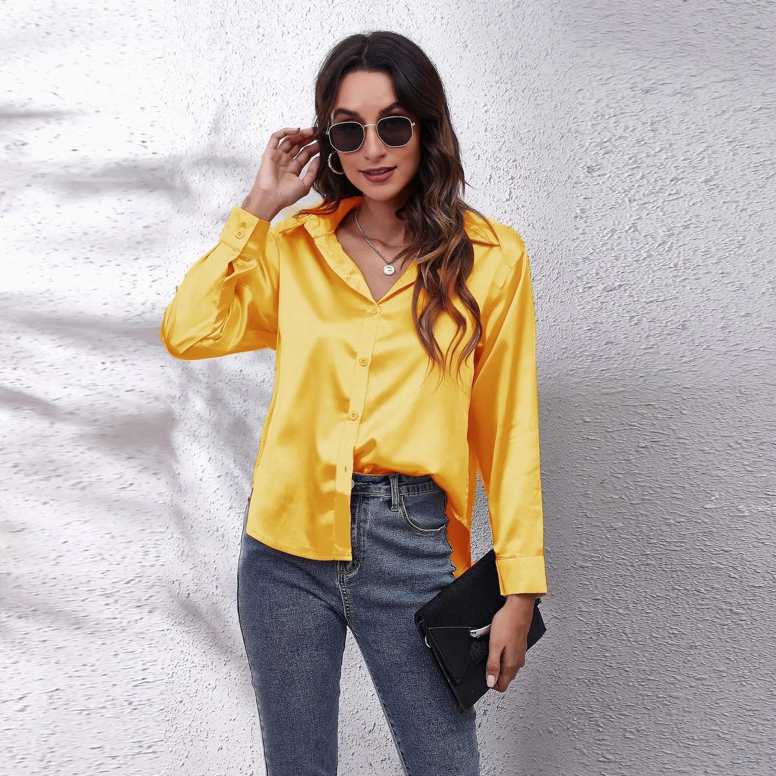 Lillymoda | Danna - Satin Charm Knopfhemd
