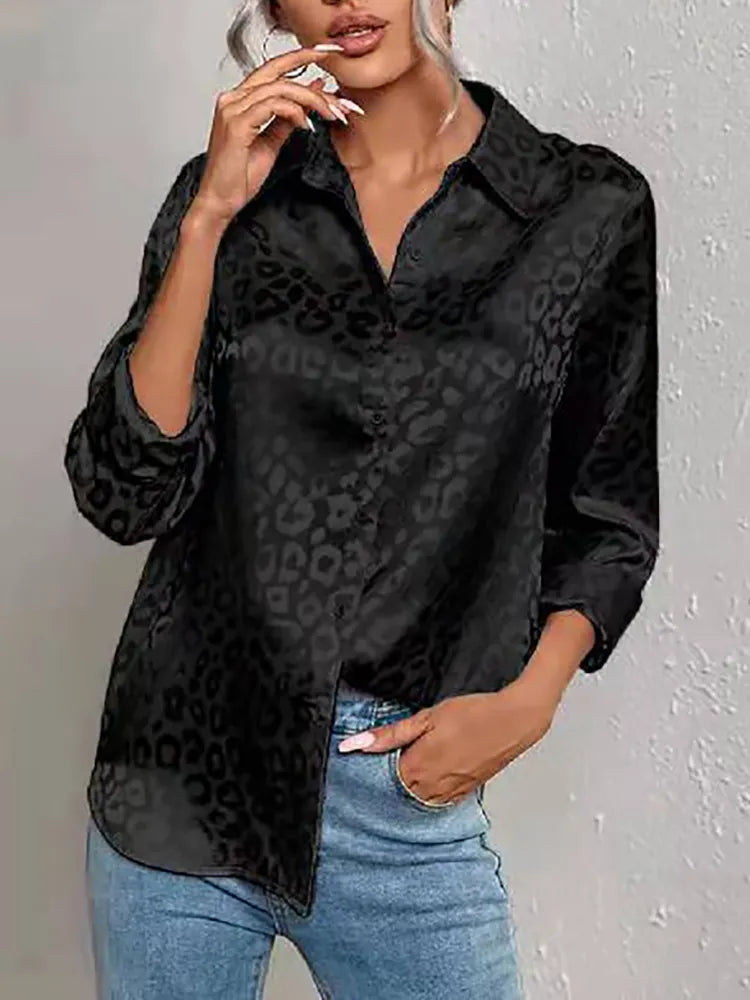 Lillymoda | Jessica - Luxus Leopard Hemd zum Knöpfen