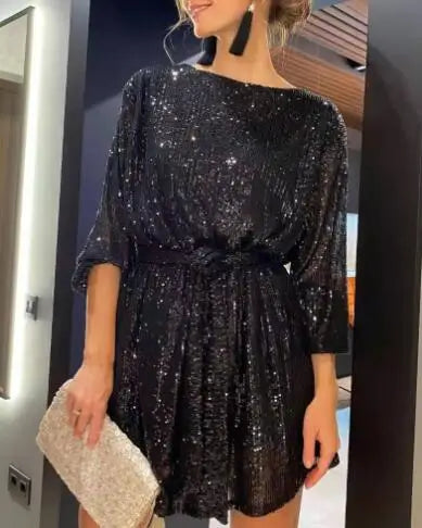 Lillymoda | Arielle - Sprakling Langärmeliges Kleid für Frauen
