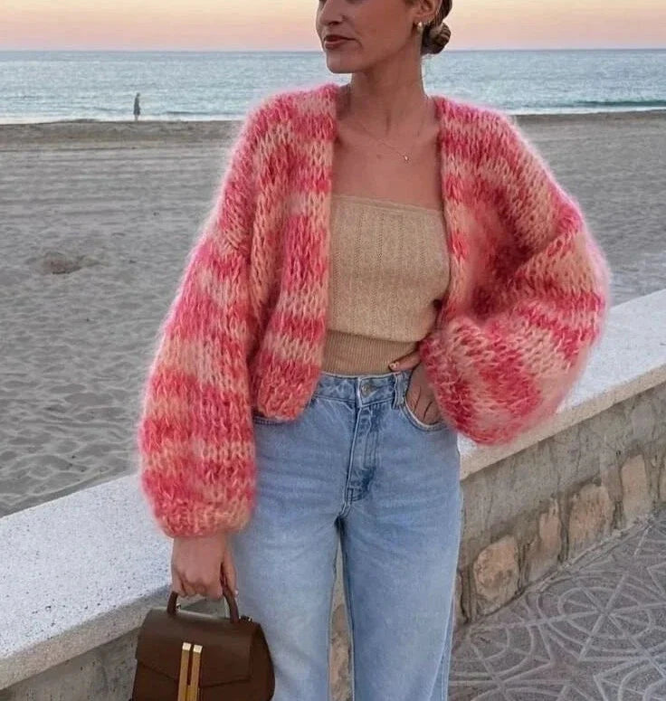 Dagny - Gestreifter offener Pullover