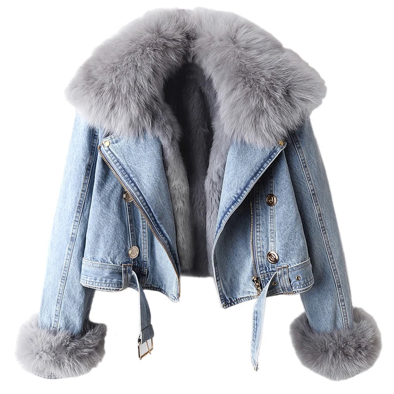 Lillymoda | Isabella - Jeansjacke mit Pelzkragen