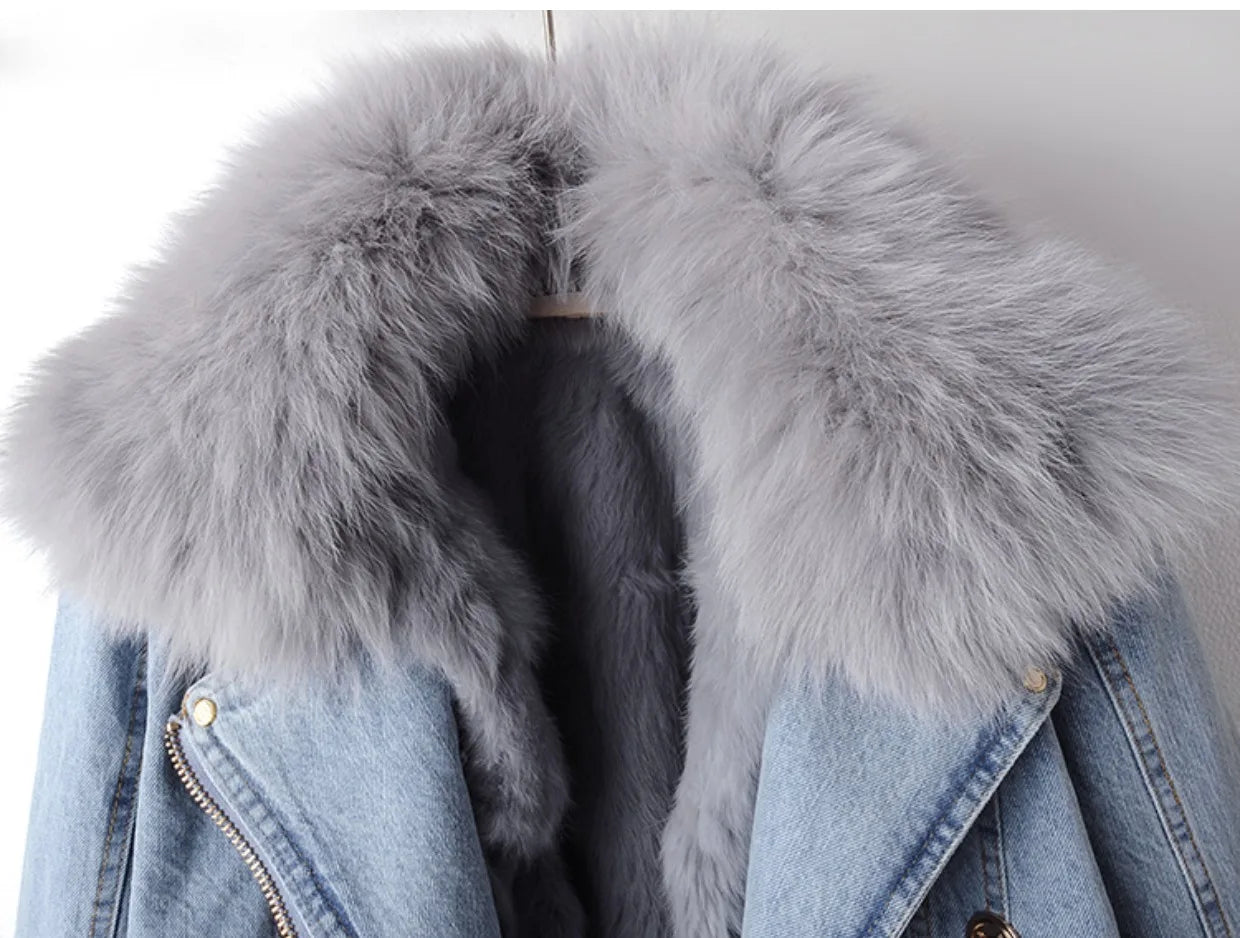 Lillymoda | Isabella - Jeansjacke mit Pelzkragen