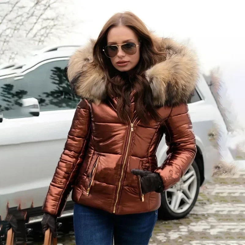 Lillymoda | Isabella - Gefütterter warmer Mantel mit Fellkapuze für Frauen