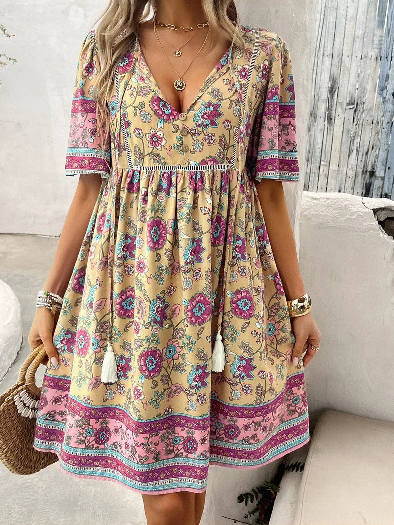 Lillymoda | Hannah - V-Ausschnitt-Midikleid
