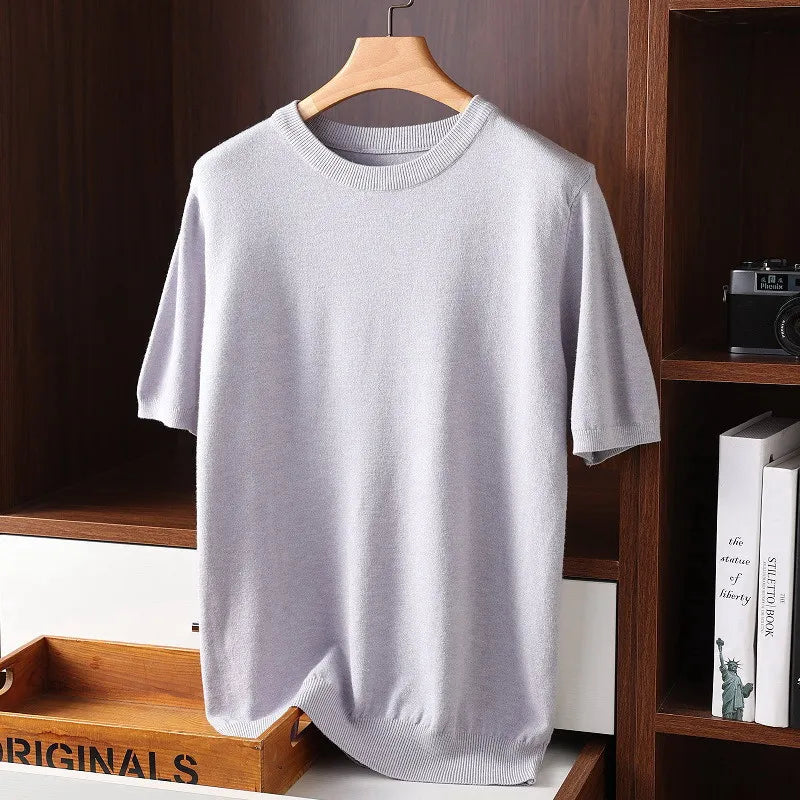 Koen - Weiches Herren Kaschmir Rundhals T-Shirt