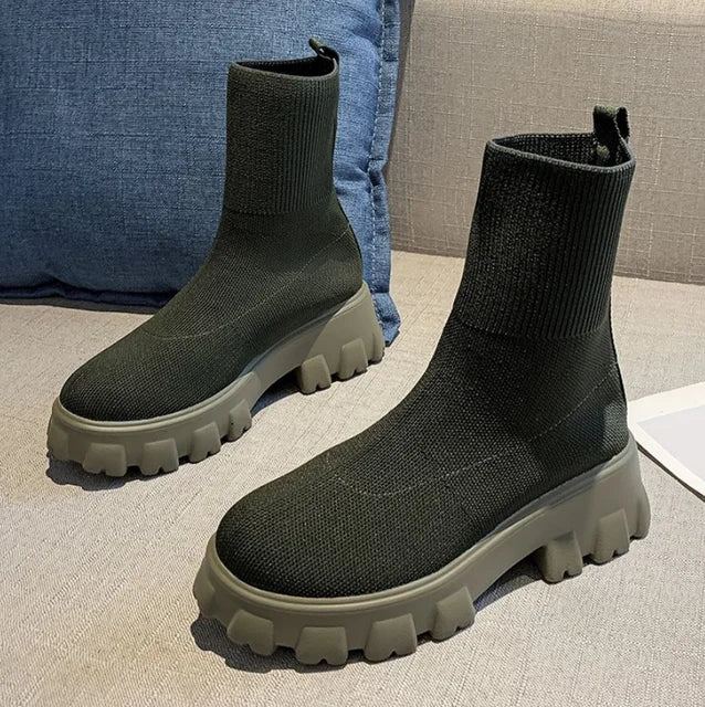 Phyllida - Gestrickte Knöchelstiefeletten mit Trendiger Sohle