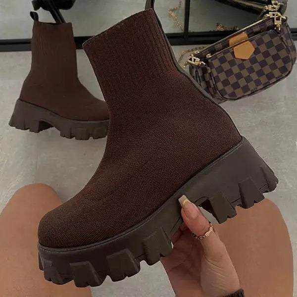 Phyllida - Gestrickte Knöchelstiefeletten mit Trendiger Sohle