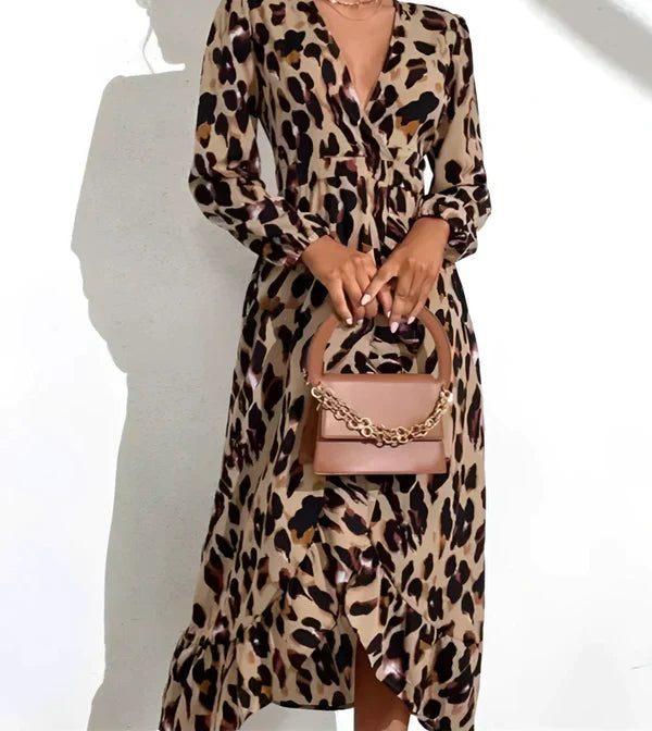 Lillymoda | Beatrice - elegantes Wickelkleid mit Leopardenmuster