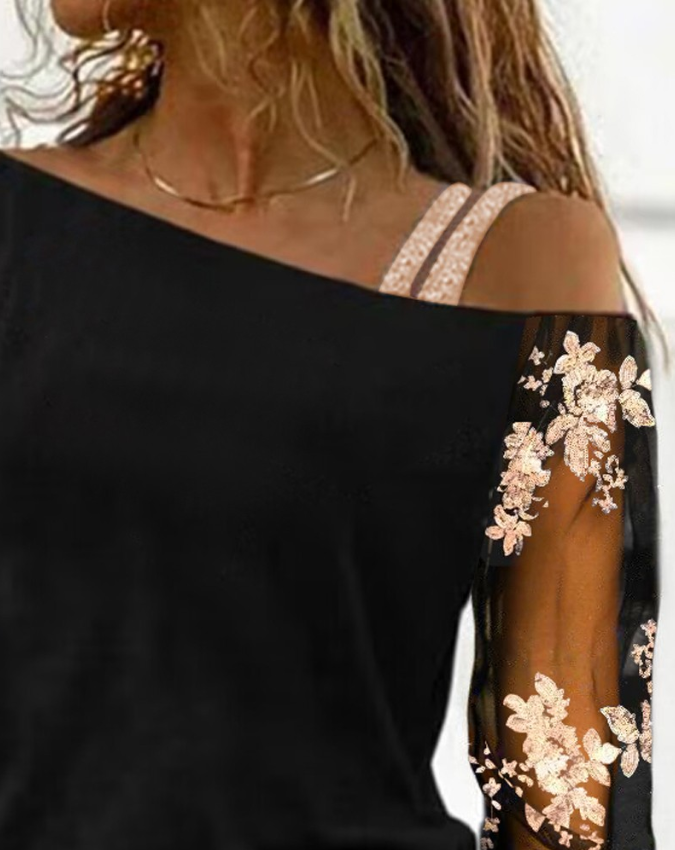 Darlin – Kaltes Tank-Top mit Florale Pailletten