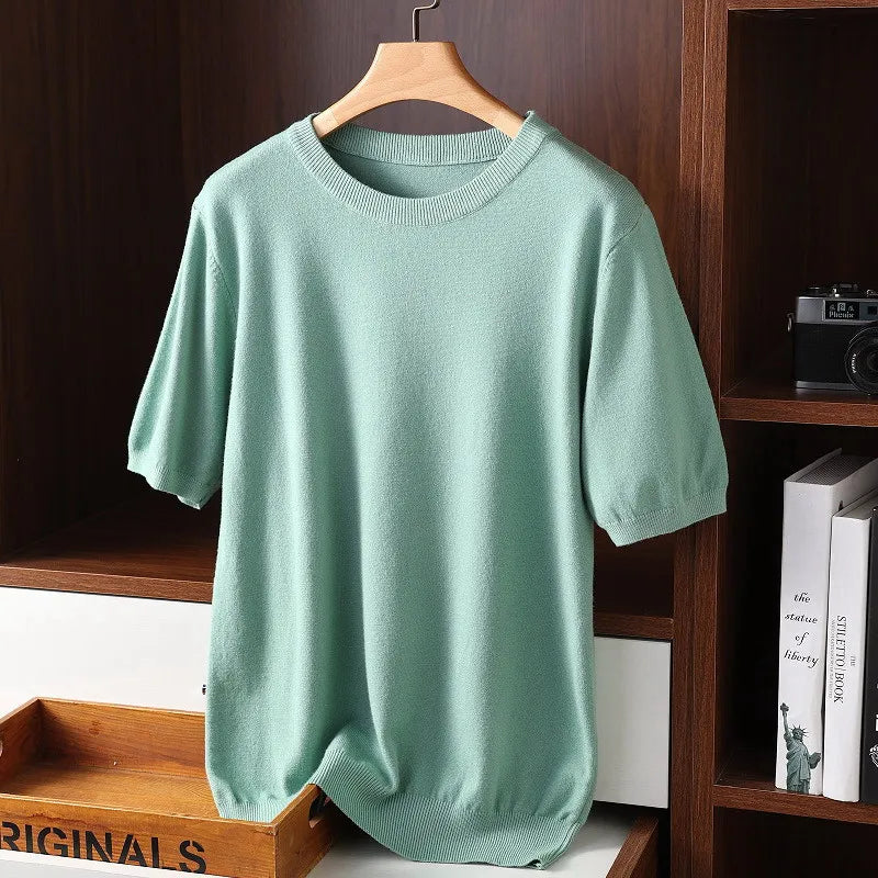 Koen - Weiches Herren Kaschmir Rundhals T-Shirt