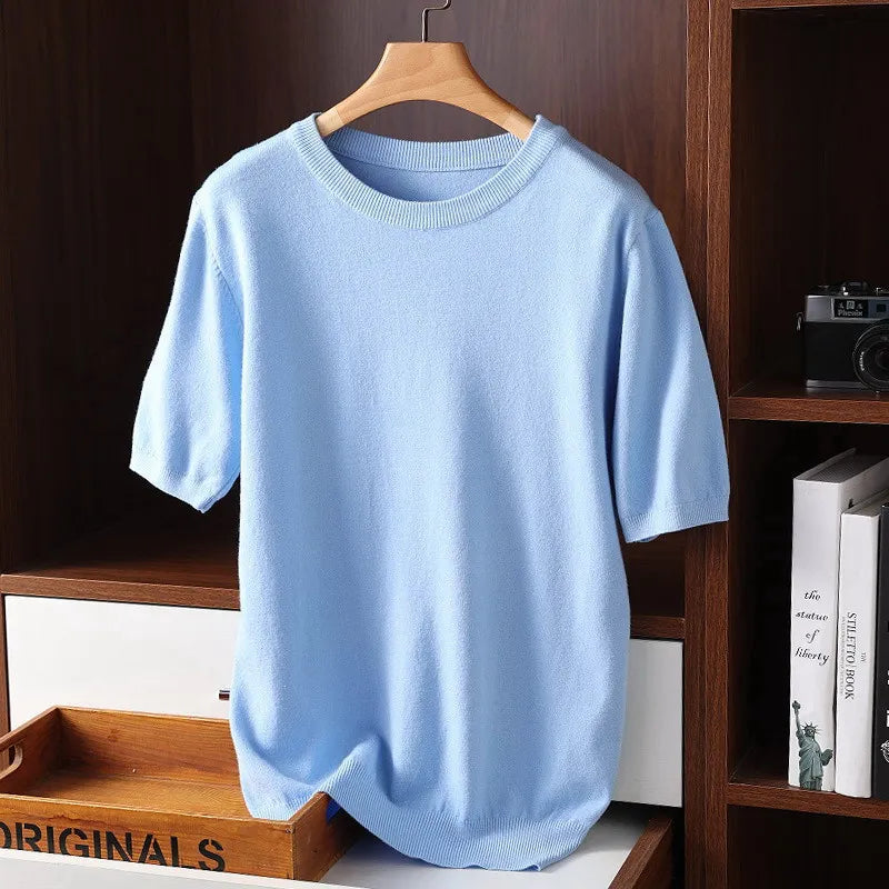 Koen - Weiches Herren Kaschmir Rundhals T-Shirt