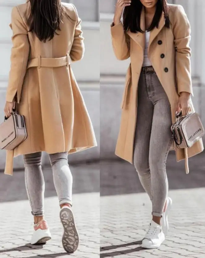Lillymoda | Jessie - modische lange Jacke mit Knöpfen