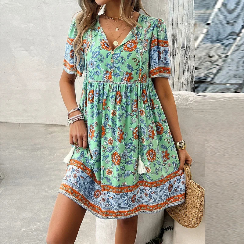 Lillymoda | Hannah - V-Ausschnitt-Midikleid