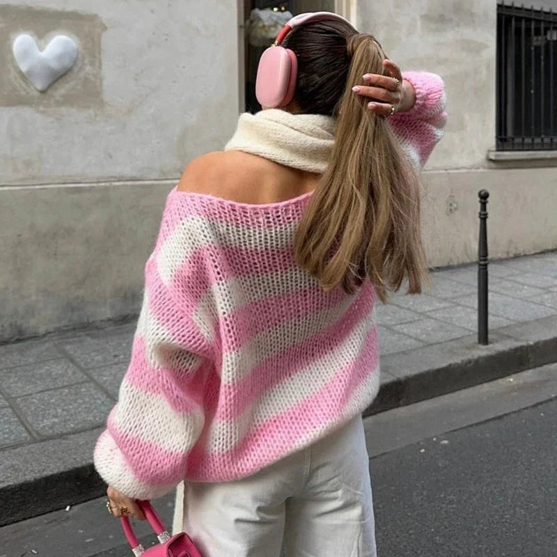 Lillymoda | Elissa - Gestreifter lockerer schicker Pullover