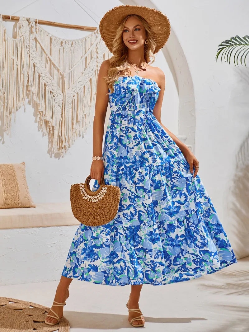 Lillymoda | Jocelyn - Elegantes bedrucktes Maxikleid