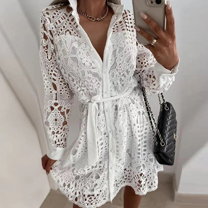 Lillymoda | Athena - Modernes Kleid mit Spitzenkragen