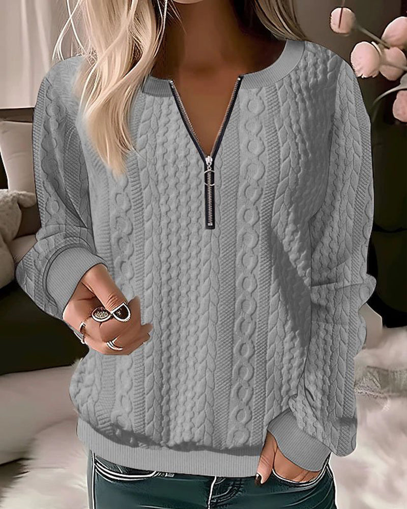 Lillymoda | Adriana - Lässiger Strickpullover mit Halbem Reißverschluss