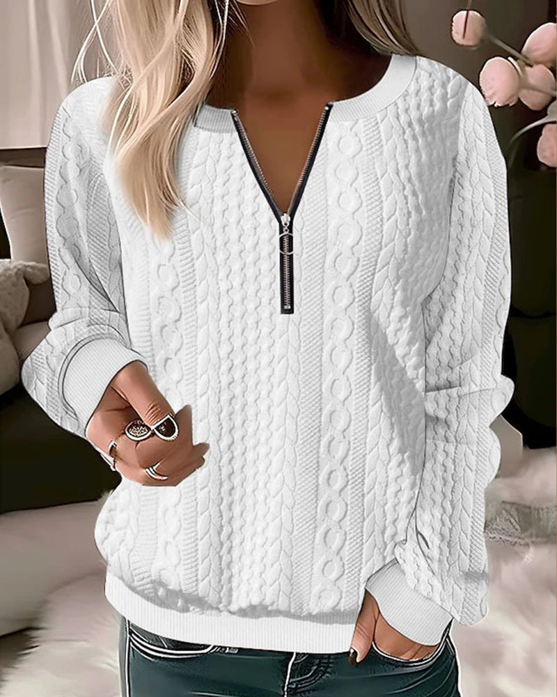 Lillymoda | Adriana - Lässiger Strickpullover mit Halbem Reißverschluss